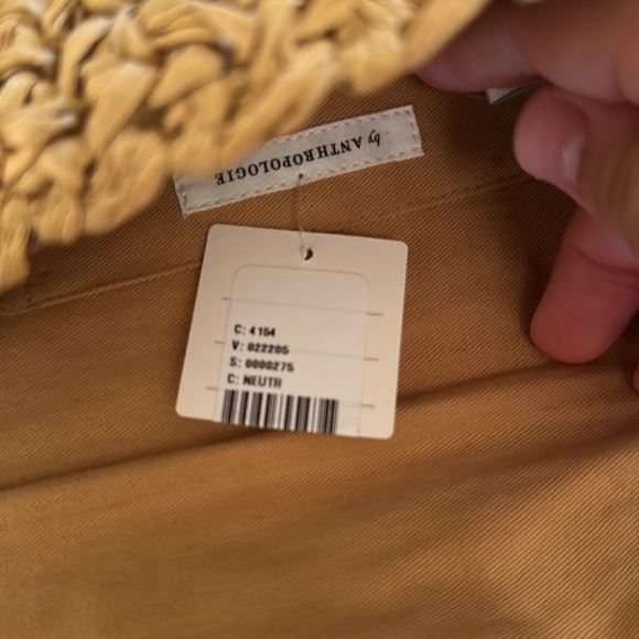 anthropologie pearl raffia bag with tortoise shell chain - Picture 4 of 4